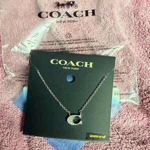 Coach Silver Crystal 'C' Pendant Necklace